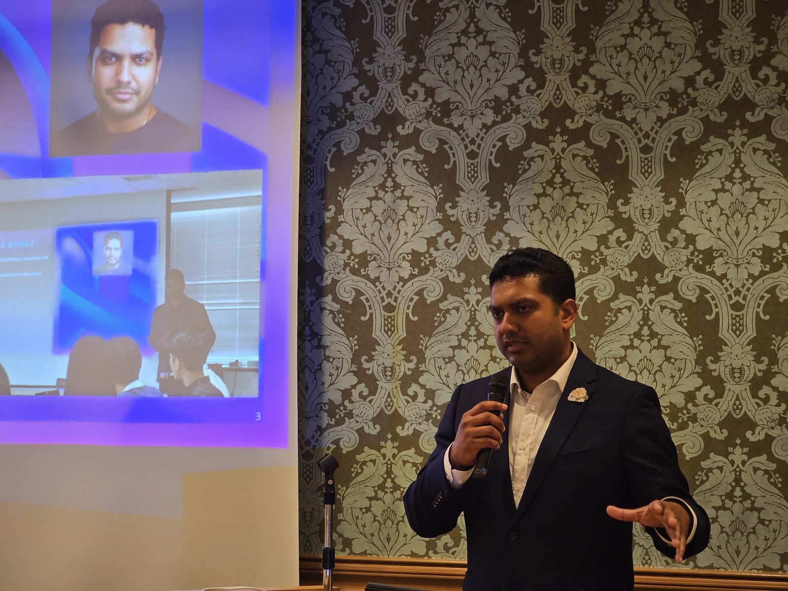 Speaking at a conference