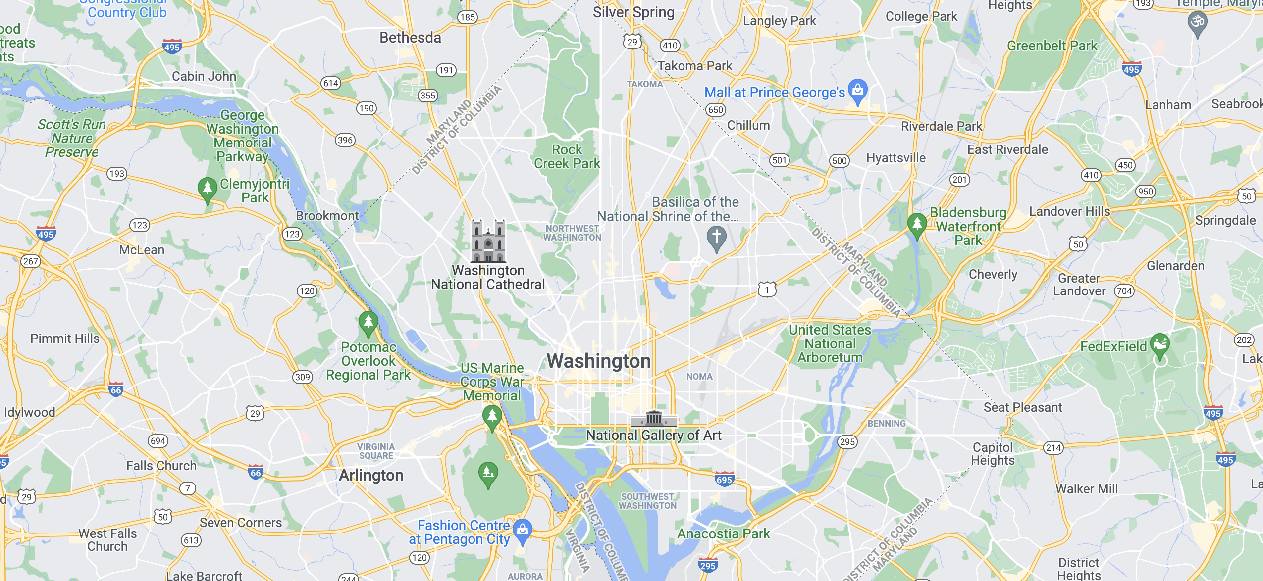 google map of washington, dc